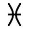 [Pisces symbol.]